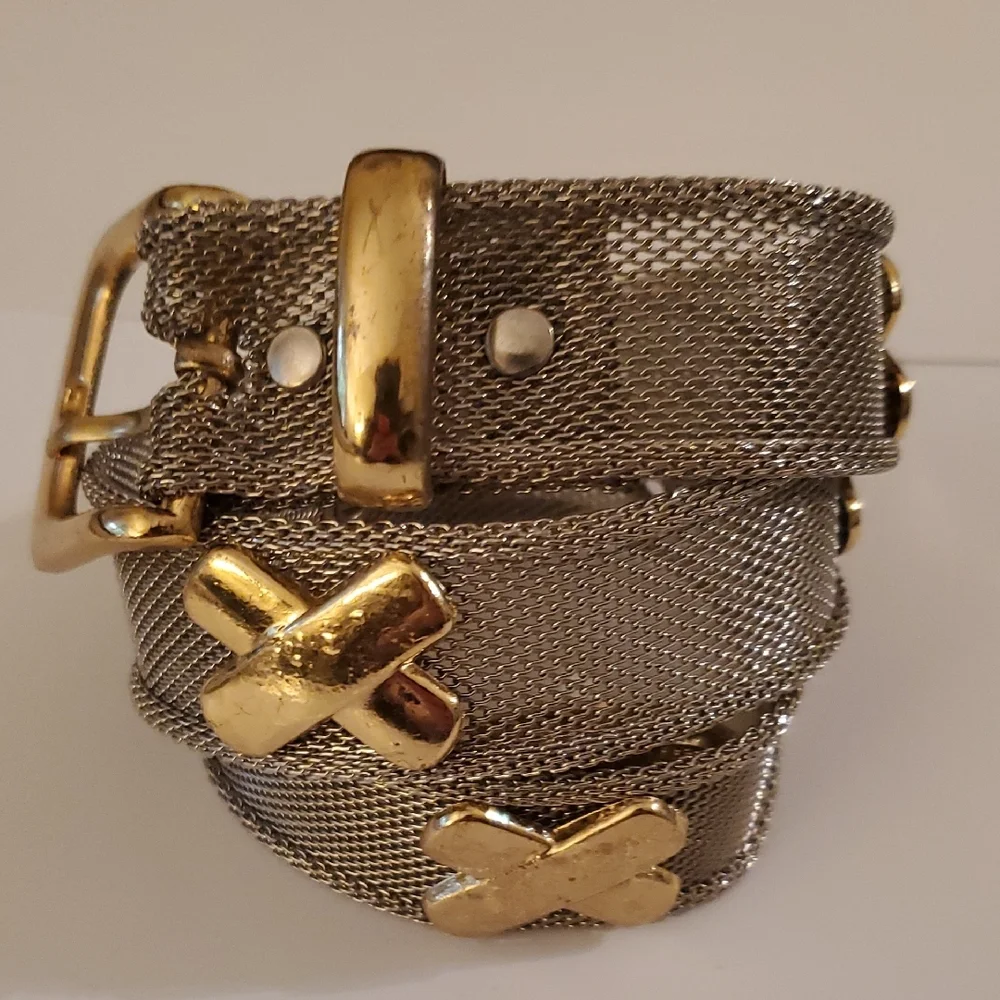 New Gold X and Silver Mesh Metal Women's Belt In 3 Sizes 28